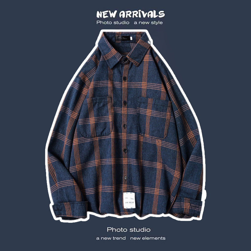 Loose Fashion Personality Men's Retro Plaid Coat