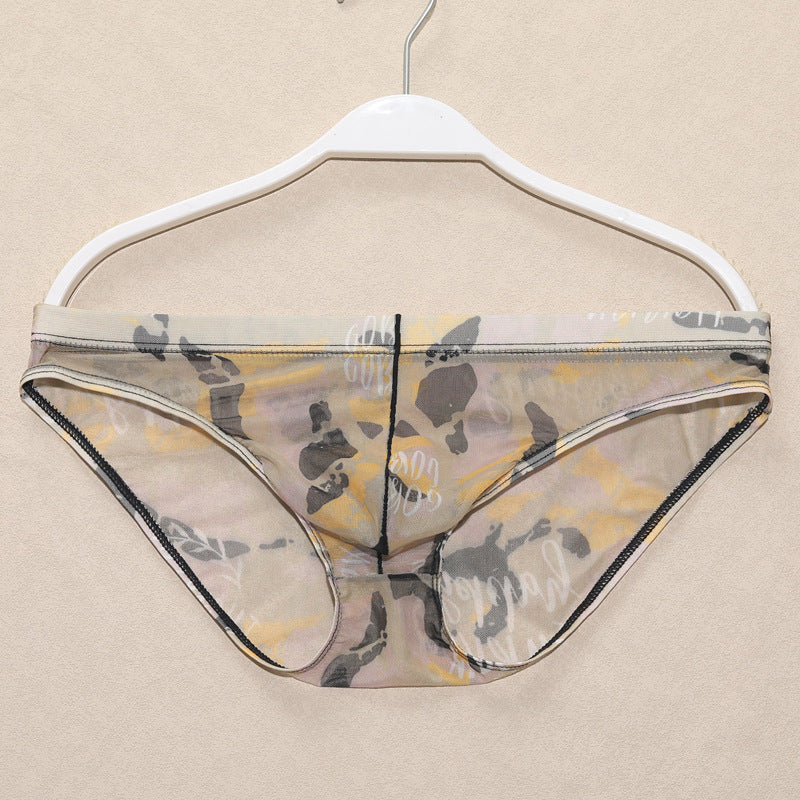 Men's Mesh Breathable Low Waist Printed Briefs