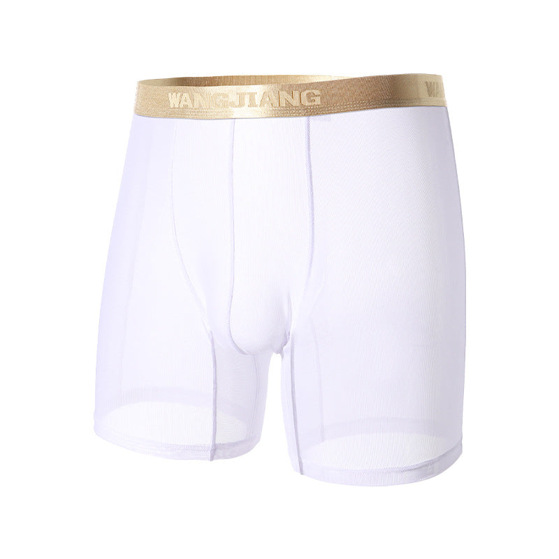 Summer Ice Silk Men's Underwear Boxers Semi-permeable Low Waist Breathable