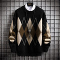 Men's Round Neck Trend Loose Plaid Sweater