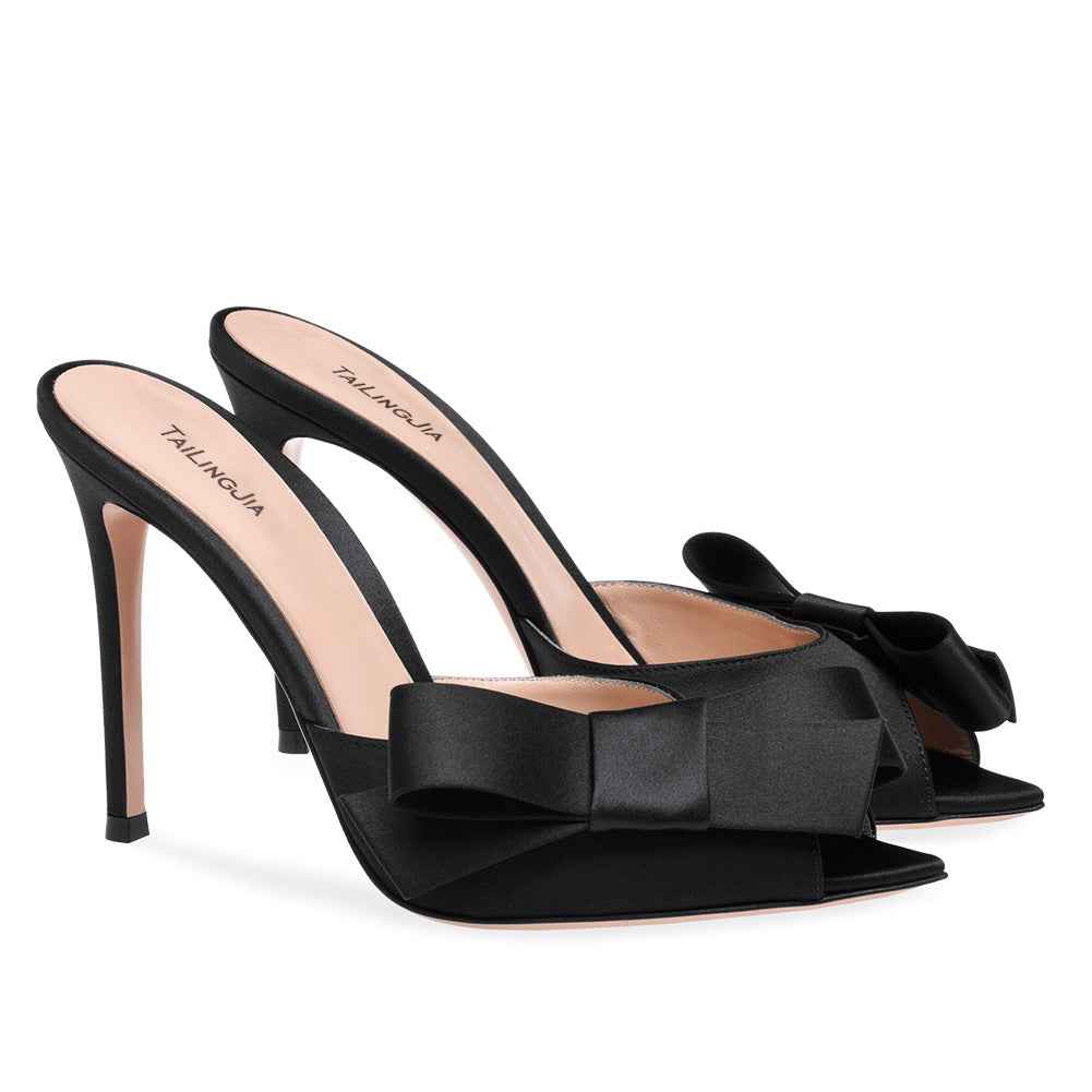 European And American Ladies Black Sardine Cloth Super High Heel