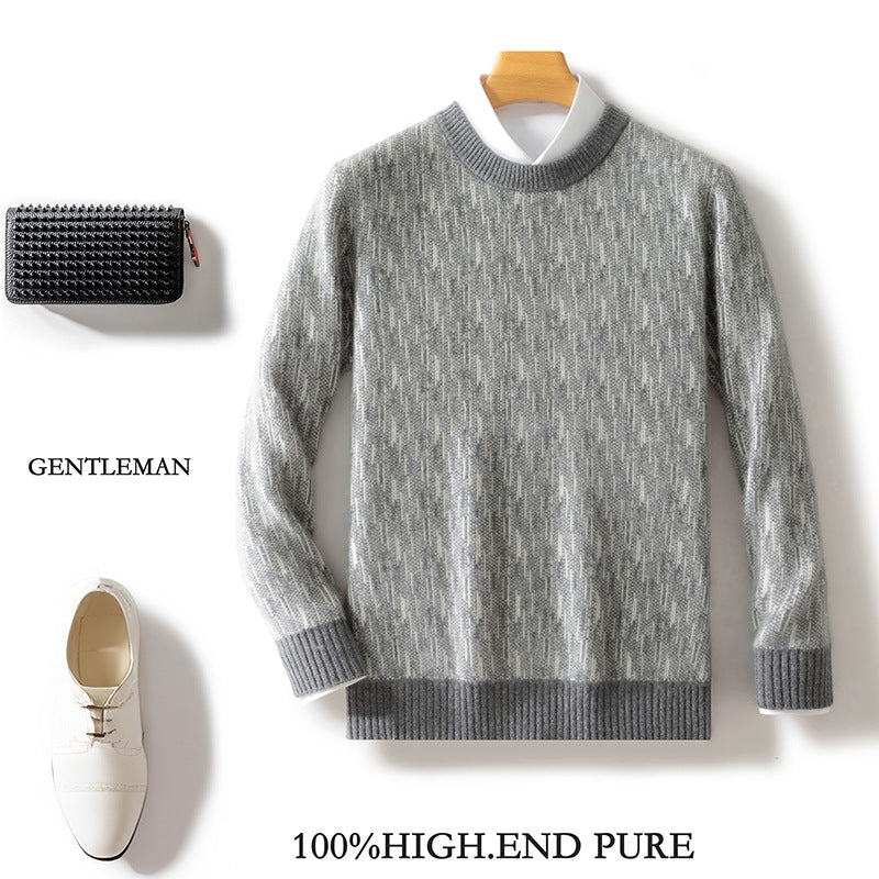Seven-pin Thick Round Neck Woolen Sweater For Men