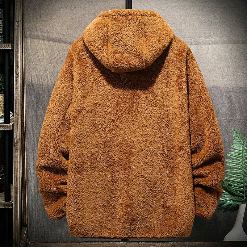 Men's Casual Grain Fashion Fleece Hooded Jacket