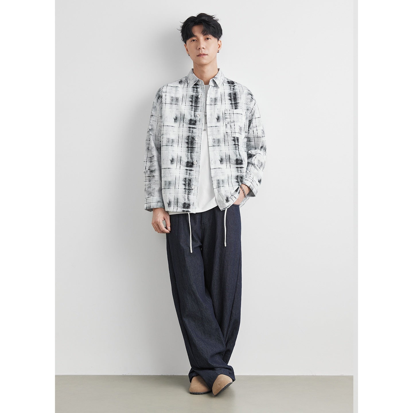 Design Sense Pure Cotton Casual Cardigan Coat Retro Plaid Shirt