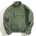 Motorcycle Cotton Washed Water Army Green Jacket Men