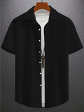 Men's Solid Color Short Sleeve Knitted Shirt With Over-turned Collar
