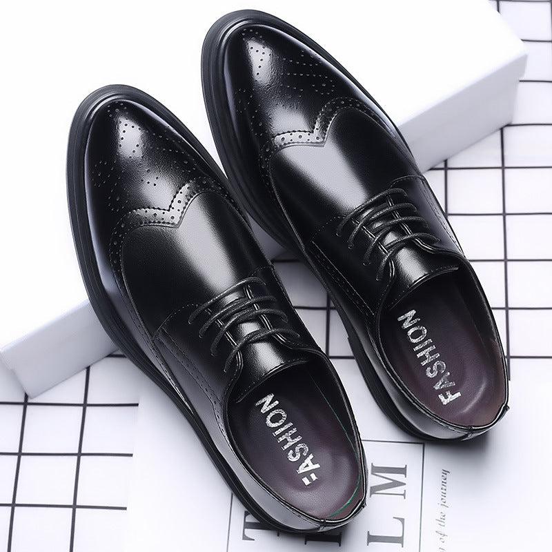New Men's Brogue Leather Business Casual British Formal Leather Shoes