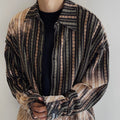 Vintage Handmade Mottled Faded Washed Jacquard Destroyed Long Sleeve Shirt