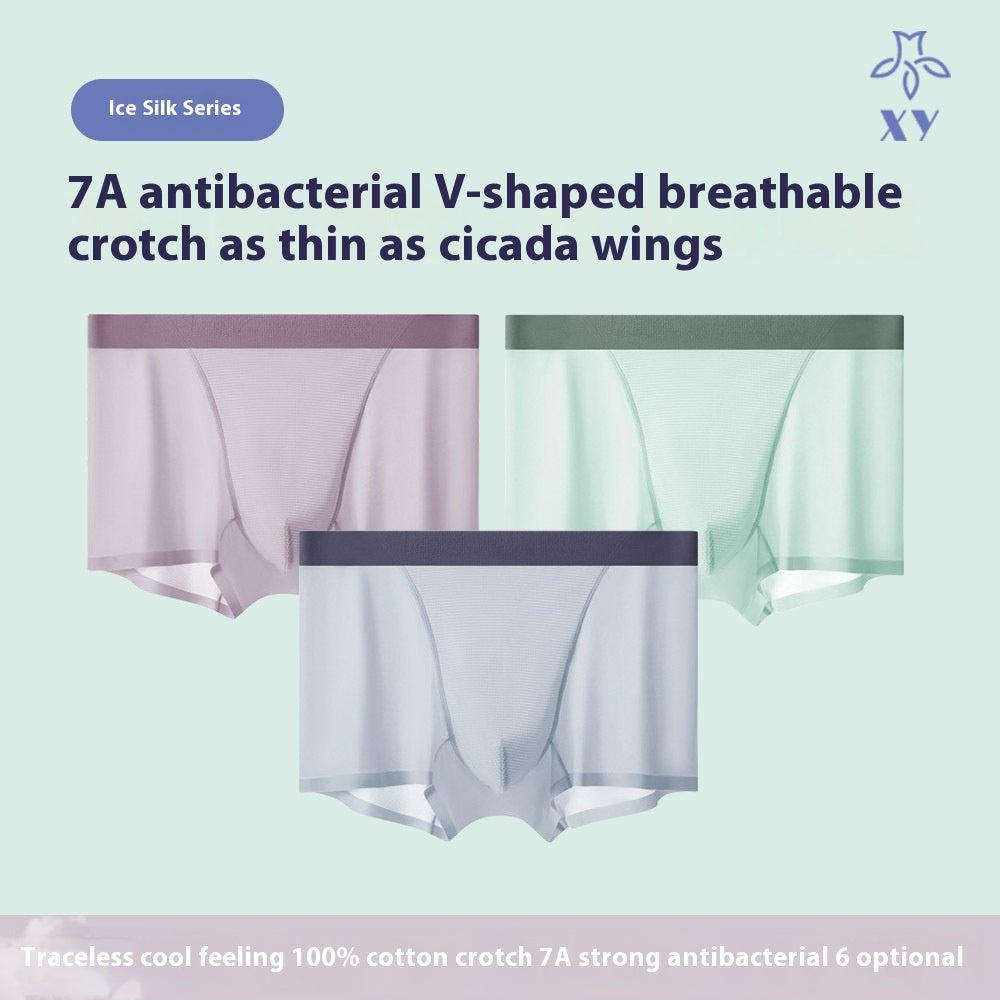 Men's Underwear Summer Ice Silk Ultra-thin Large V-shaped Mesh Breathable