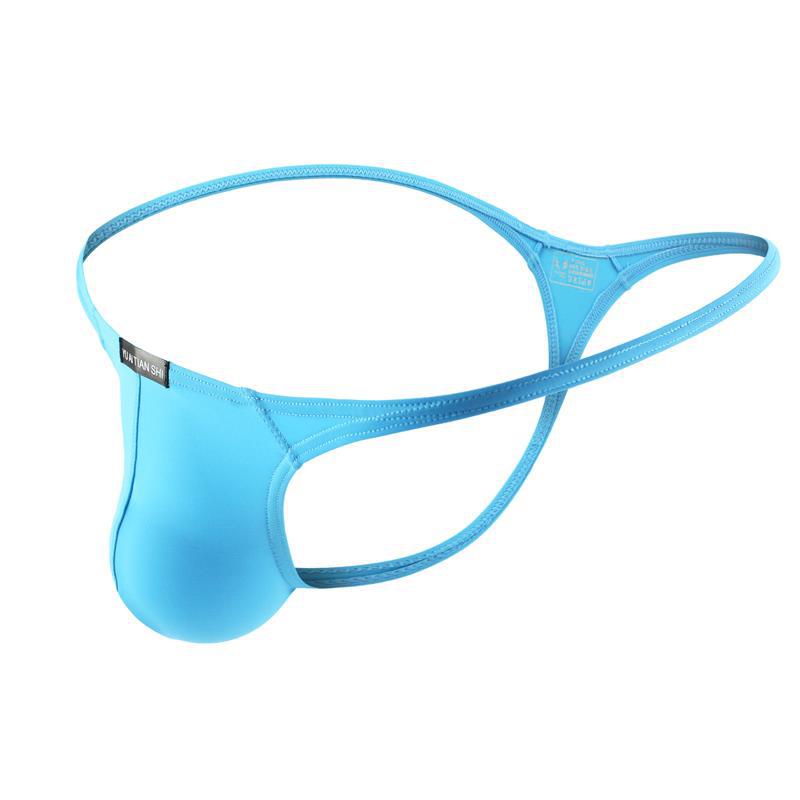 Men's Sexy And Breathable Nylon Solid Color Low Waist T-back Ice Silk Underwear