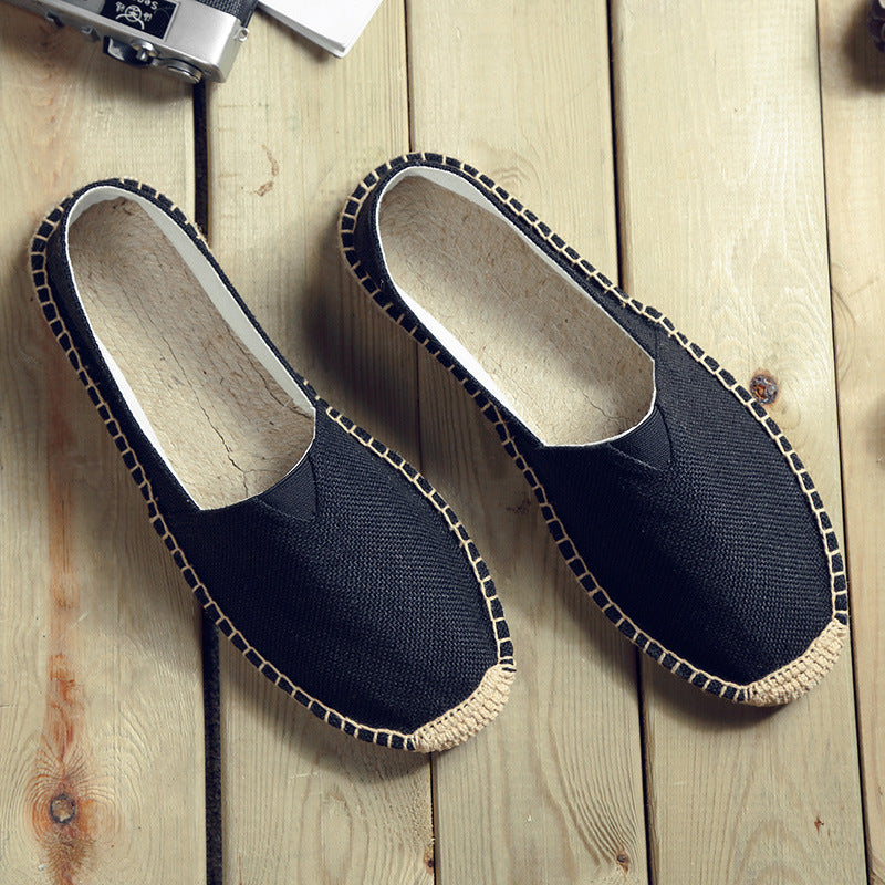 Retro Low-top Ramie Sole Shoes Sweat-absorbent Breathable Lazy Cloth Shoes
