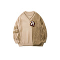 Stitching Sweater Fake Two Pieces Of V-neck