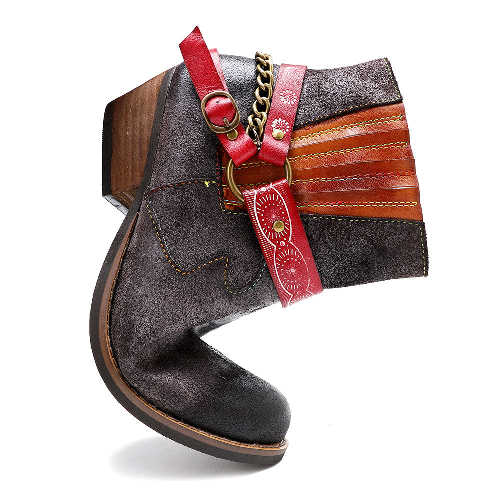 American Fashion Handmade Frosted Cowboy Boots And Ankle Women's Boots