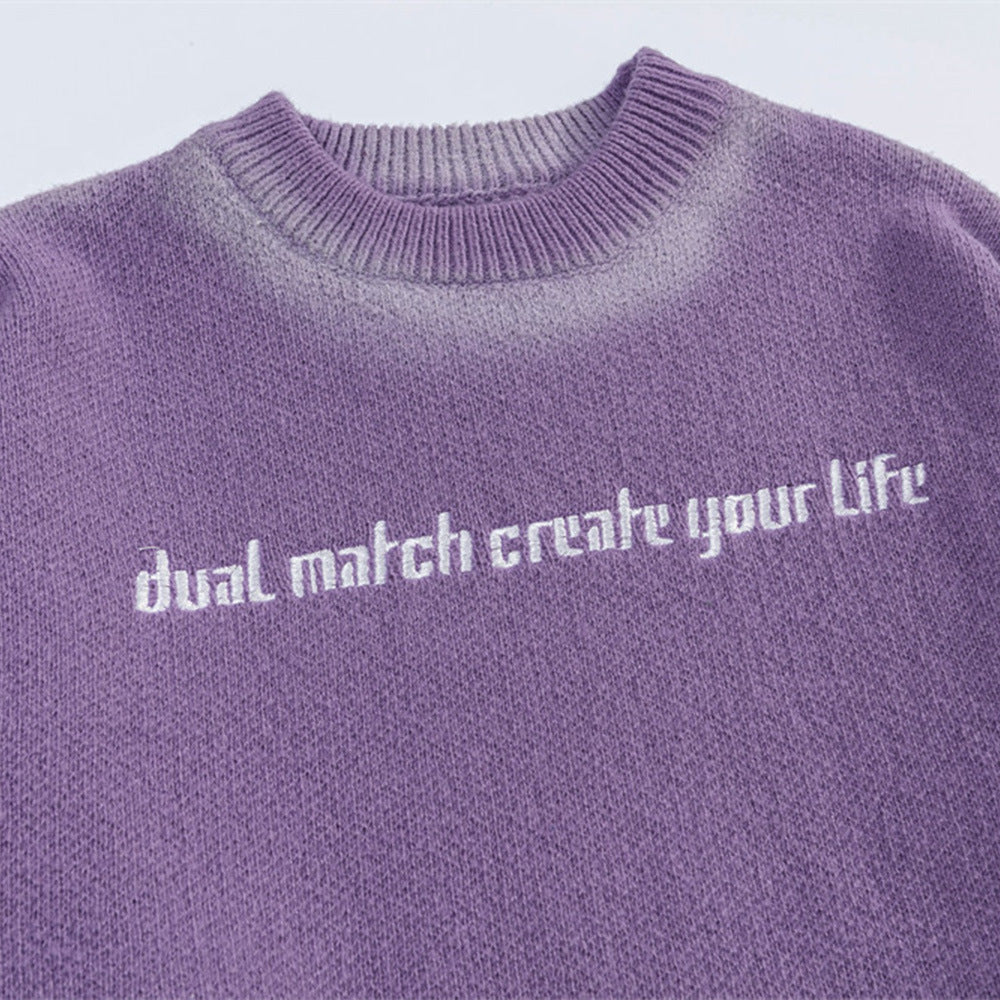Niche Crochet Ripped Bottoming Shirt Knitted Sweater Men