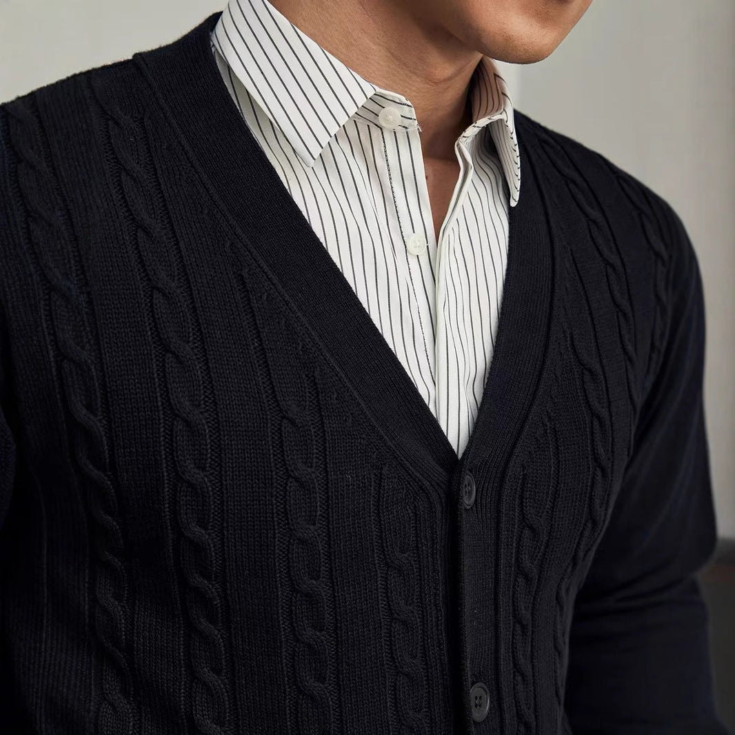 Youth Solid Color Autumn And Winter New Knitted Cardigan Long Sleeve Sweater