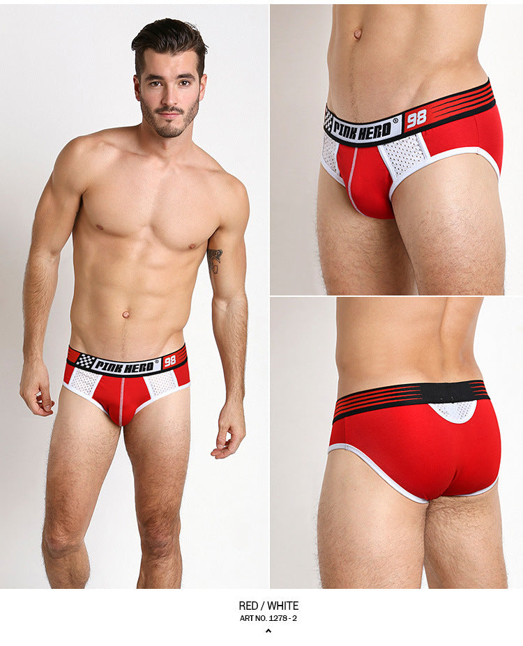 Men's Underwear Wholesale Sports Color Matching Mesh Breathable Comfortable Men's Briefs 1278