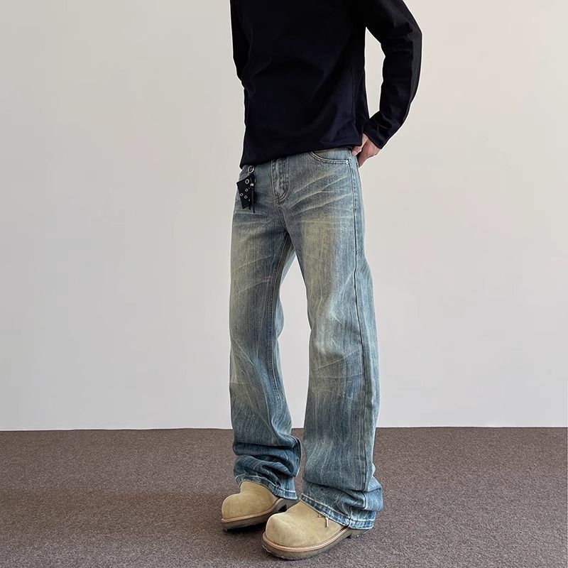 Men's Loose Straight Wide-leg High-street American Retro Handsome