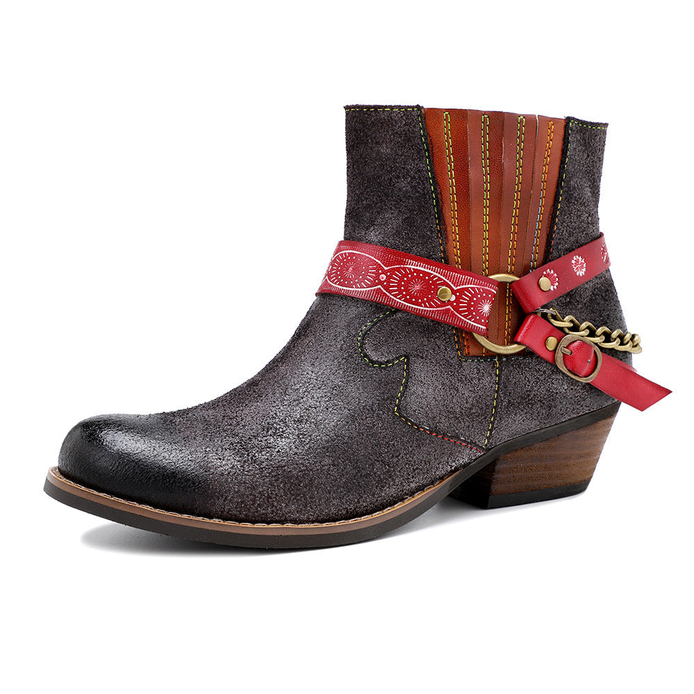 American Fashion Handmade Frosted Cowboy Boots And Ankle Women's Boots
