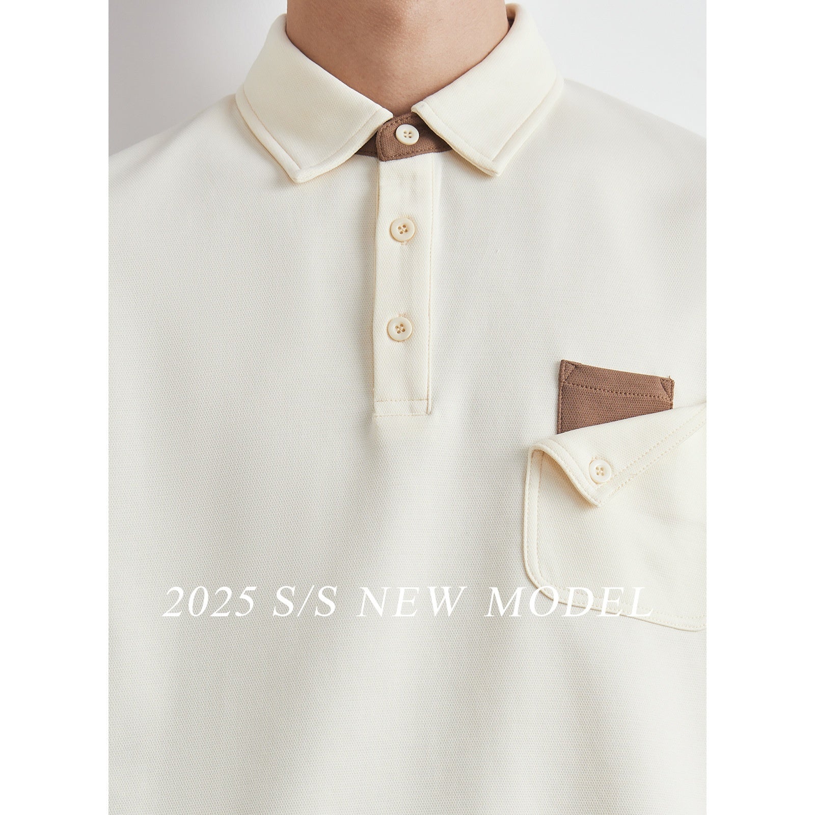 New All-matching T-shirt Men's Elbow-sleeved Top Polo Shirt Top