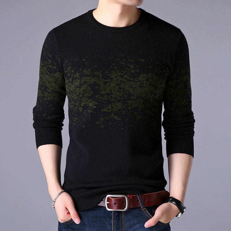 Round Neck Jacquard Cardigan Men Casual