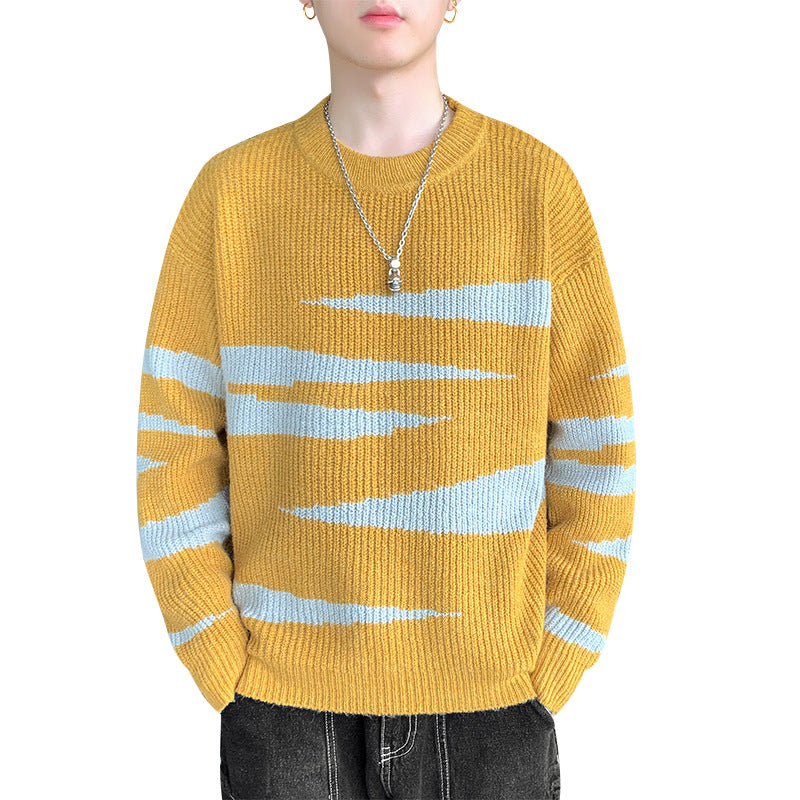 Trendy Loose Knitwear Hong Kong Style Round Neck Casual Couple Top Clothes