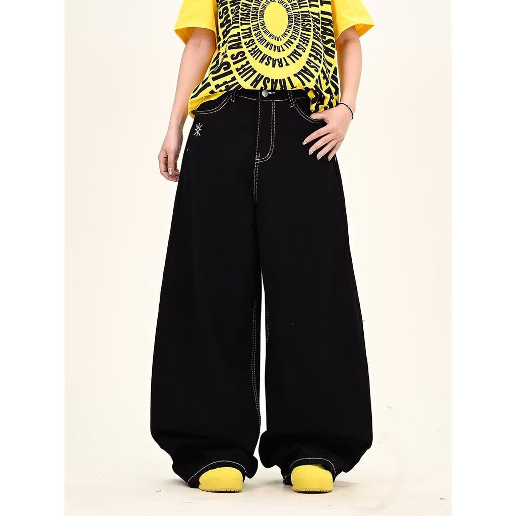 Personalized Letter Jeans Hip Hop Ins Trendy High Street Fashionable Pu Handsome Trousers