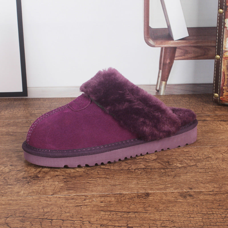 Men's And Women's Cowhide Toe Warm Slippers
