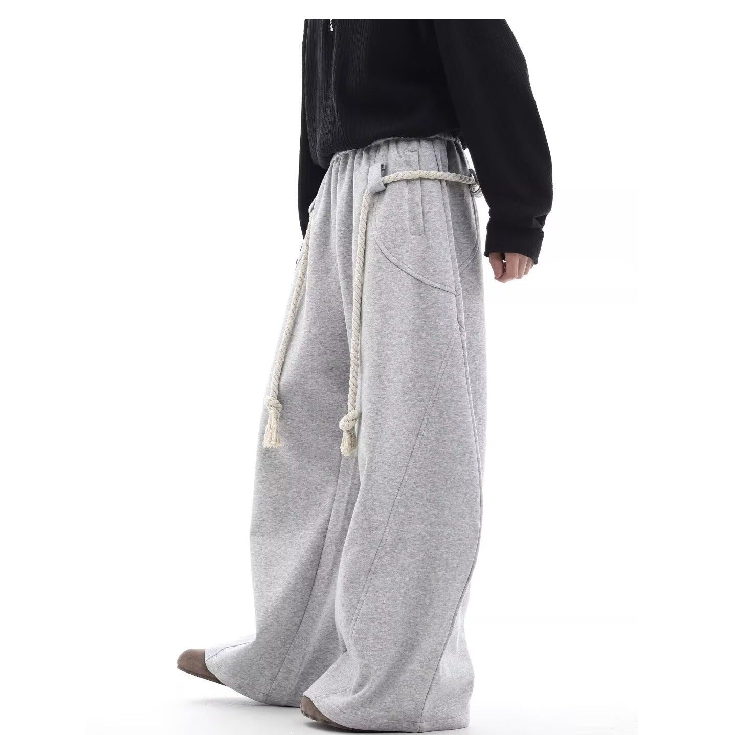 Retro Gray Sports Wide-leg Pants Loose Casual Pants