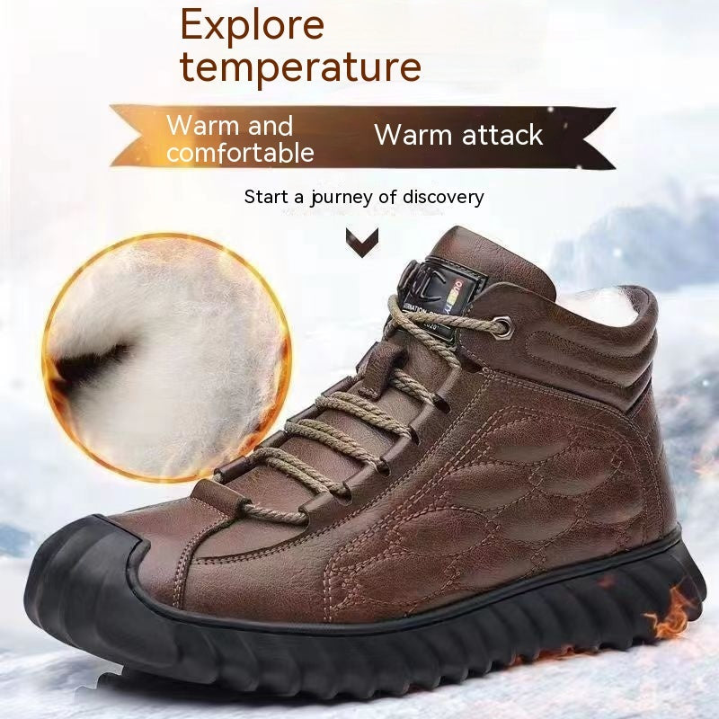 Thick Cotton Men's Winter New Fleece-lined Warm Casual Shoes
