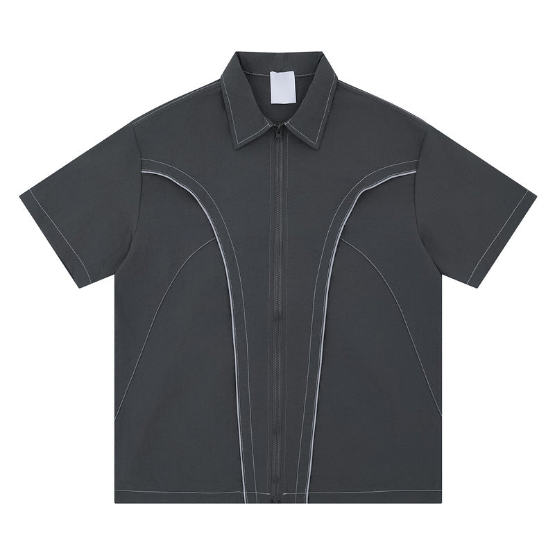 Two-color Deconstruction Design Stitching Short Sleeve