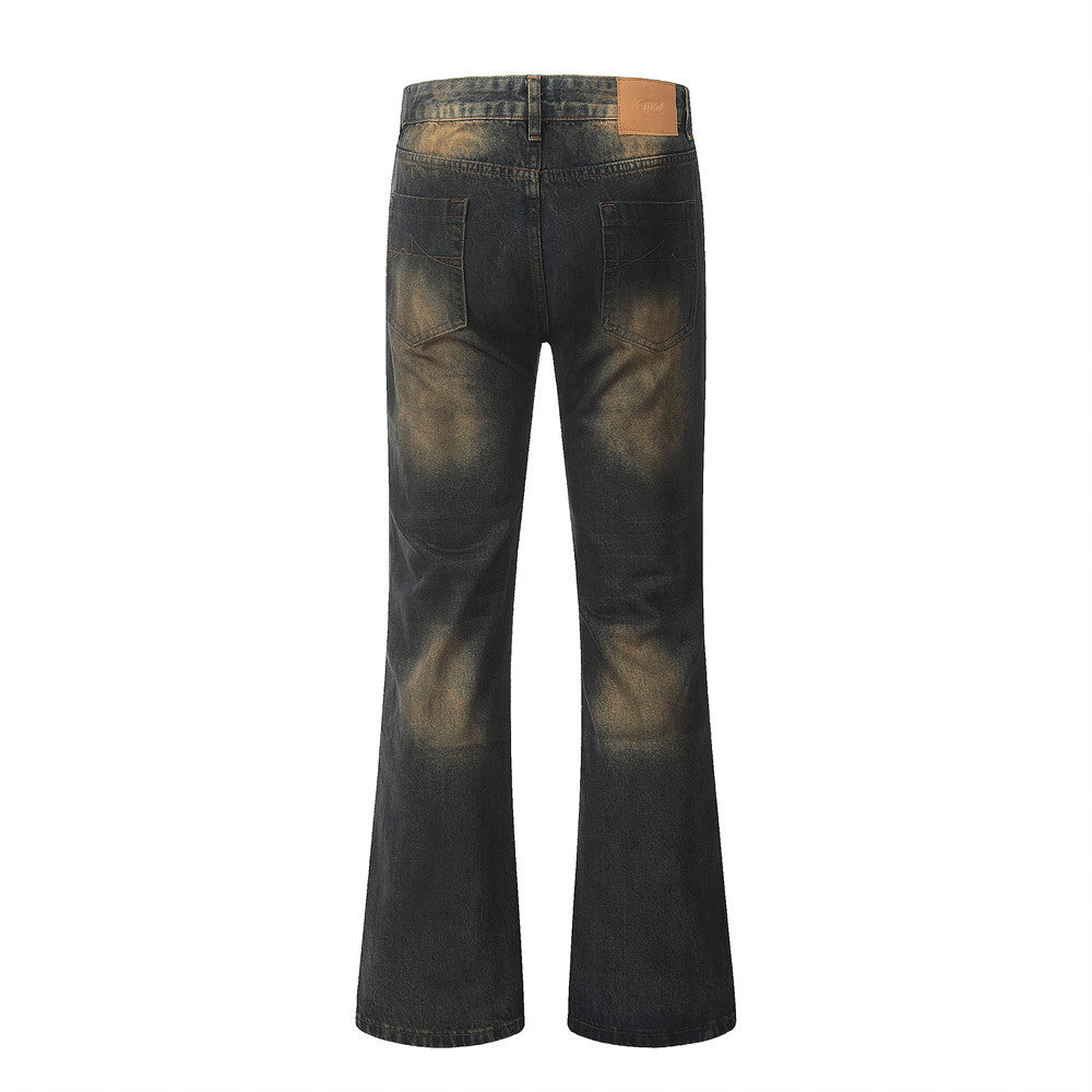 European And American Bootleg Pants Men's Design Niche Split Stitching Loose-fitting Wide-leg Trousers