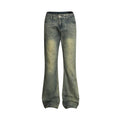 Vintage Men's Loose Yellow Mud Dyed Jeans