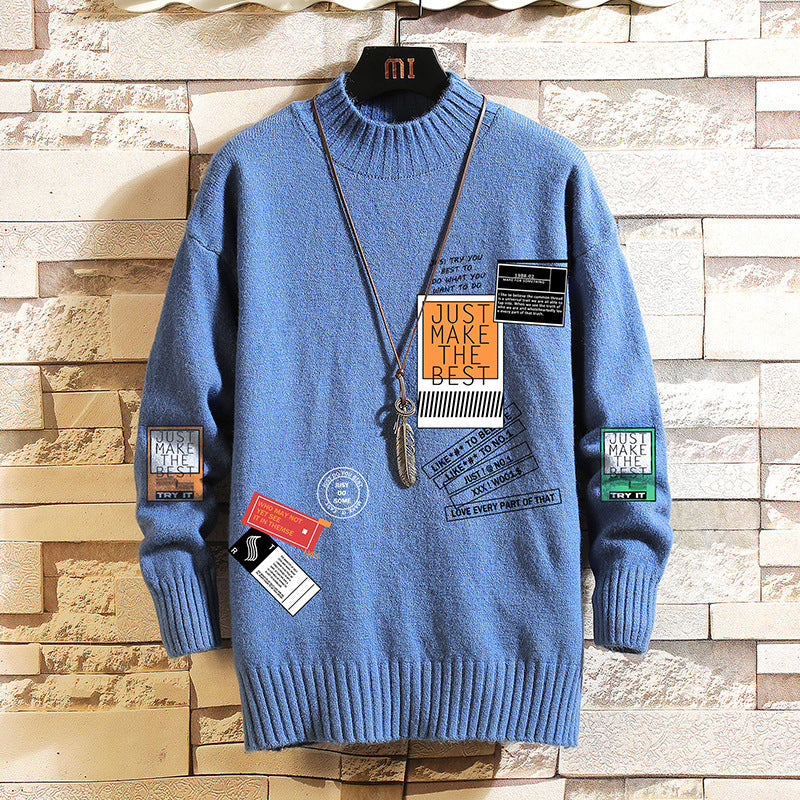 Crew Neck Men's Loose Winter Thickened Sweater