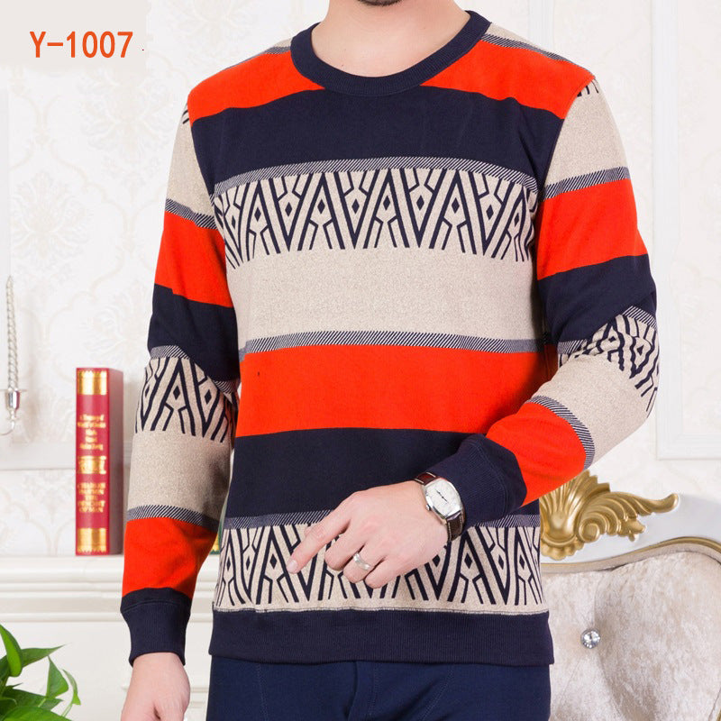 Middle-aged And Elderly Men's Round Neck Bottoming Sweater