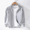 Men's Stand-Up Collar Slim-Fit Zipper Casual Solid-Color Top