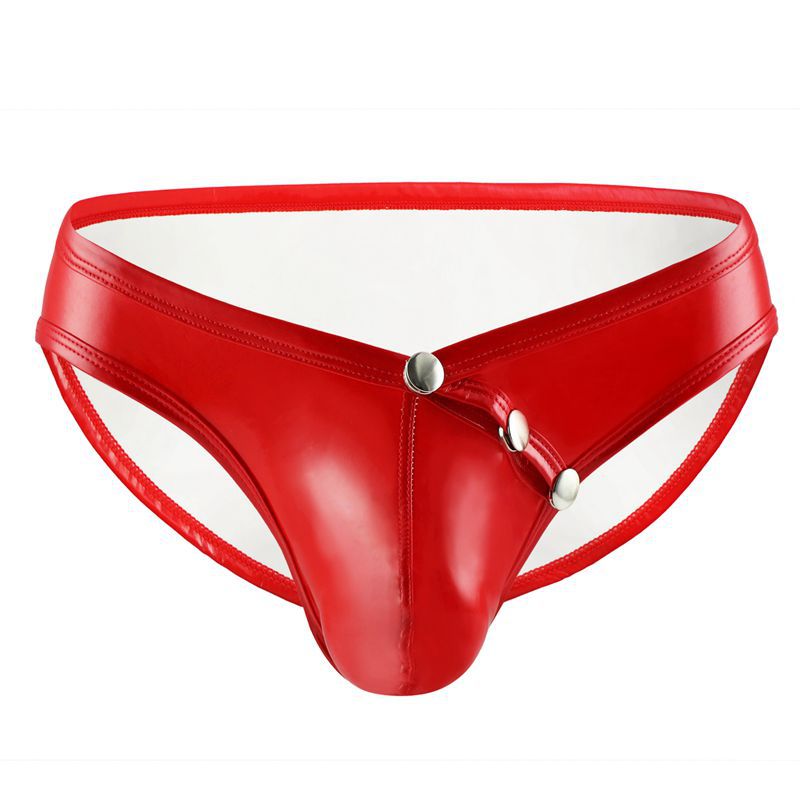 Men's Faux Leather Briefs Patent Leather U Convex Low Waist Panties