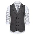 Men's Herringbone Tweed Suit Vest Retro Lapels Double Breasted Vest