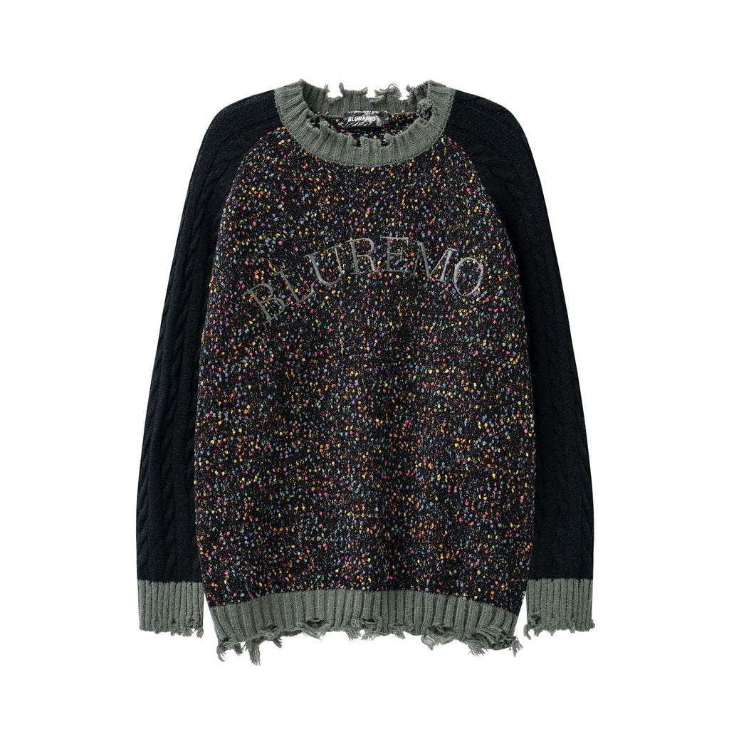Patchwork Round Neck Couple's Dopamine Sweater