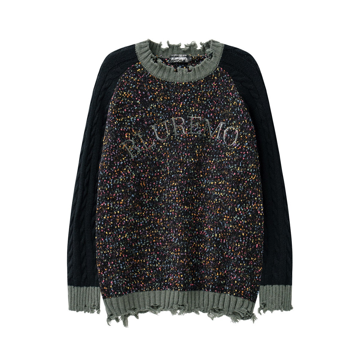 Patchwork Round Neck Couple's Dopamine Sweater