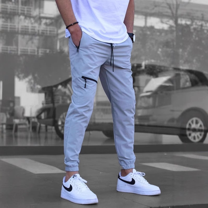 Men's Zipper Overalls Retro Casual Jogger Pants