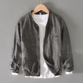 Autumn Retro Casual Solid Color Men's Versatile Loose Cotton And Linen Tops