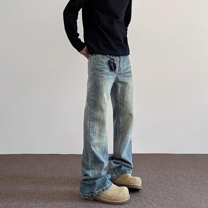 Men's Loose Straight Wide-leg High-street American Retro Handsome