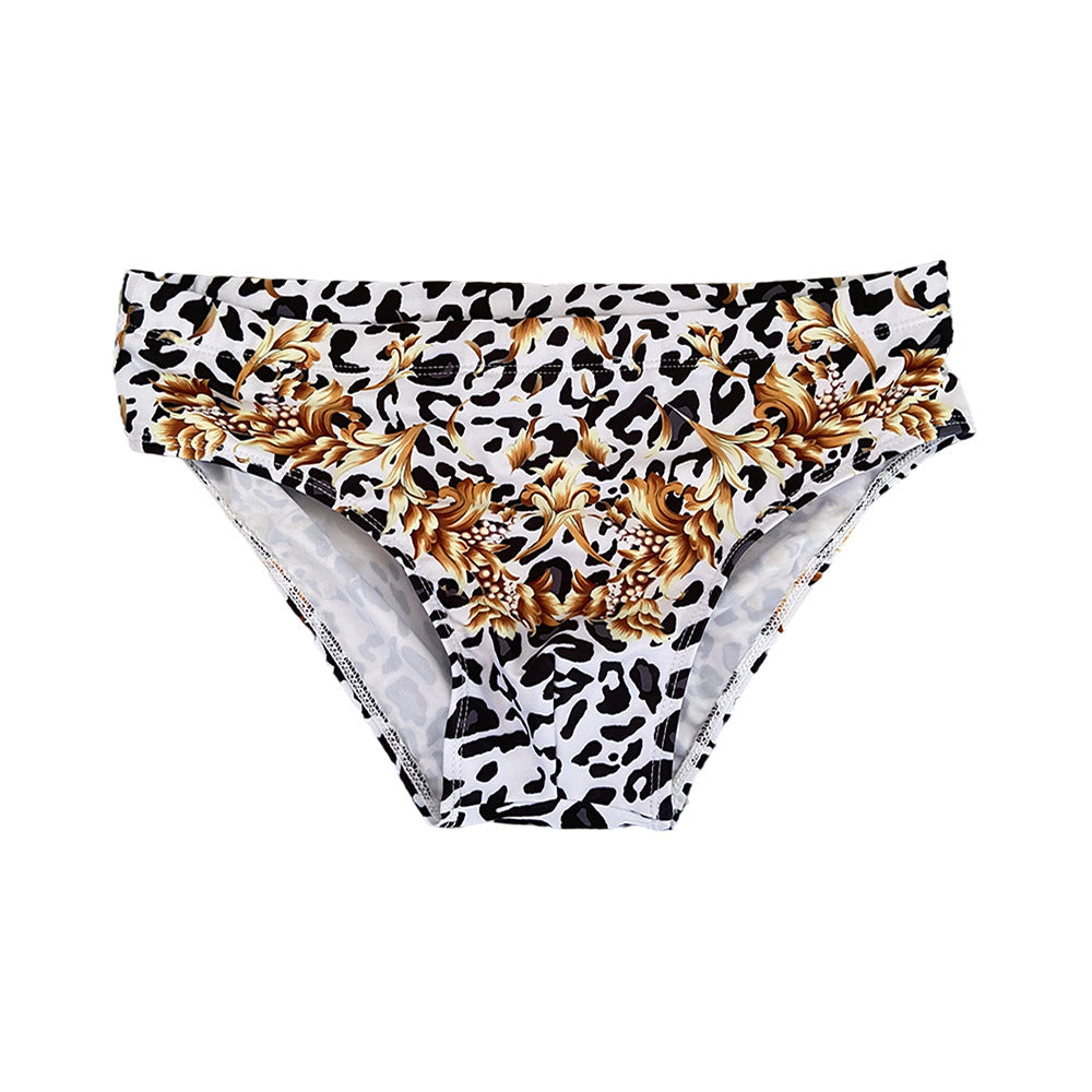 Leopard Print Swimming Trunks Men's Low Waist Sports Fitness Swimsuit