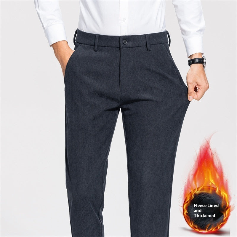 Men's Casual Pants Autumn And Winter Fleece-lined Thickened Suit
