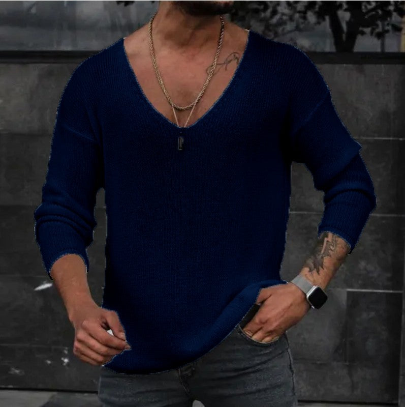Long Sleeve V-neck Sweater Sweater Men's Independent Station Popular Men's Sweater