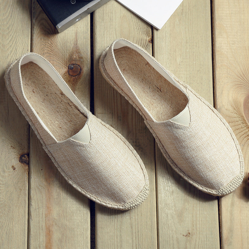 Retro Low-top Ramie Sole Shoes Sweat-absorbent Breathable Lazy Cloth Shoes