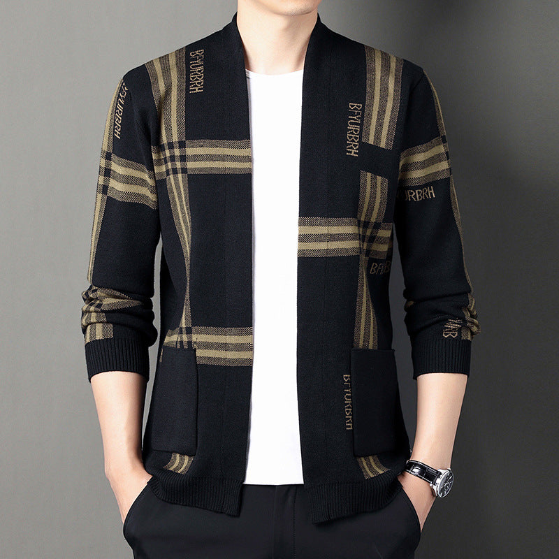 Men's Trendy Versatile Long-sleeve Knitted Sweater Coat