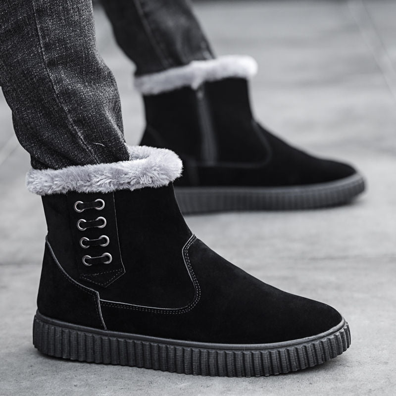 Men's Thick Cotton Shoes Waterproof Black Snow Boots