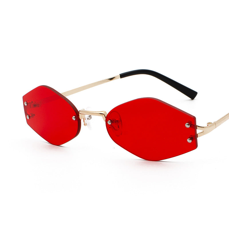 Sunglasses Ocean Piece Sunglasses Rimless Metal Legs Small Frame Diamond-shaped Glasses