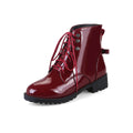 Front Lace-up Martin Lacquered Large Size Foreign Trade Women's Short Boots